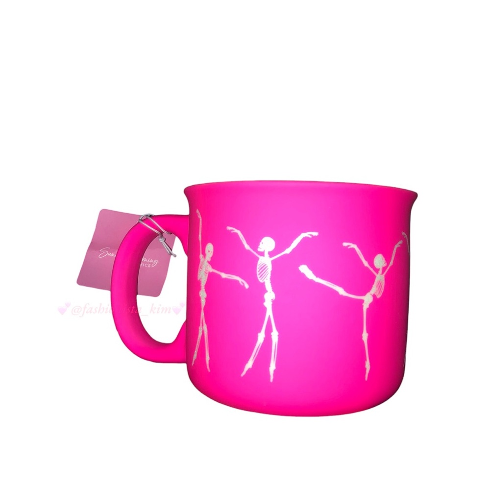 Dance like no one’s watching dancing skeleton pink Halloween mug - Picture 4 of 6